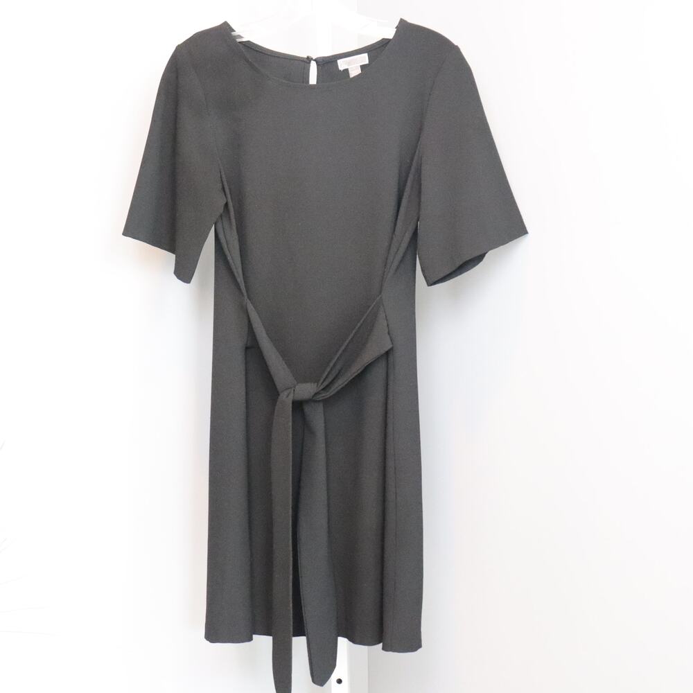 Chelsea28 Black Tie Waist Dress S Knee Length Minimal
